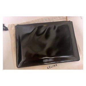 CELINE NWOT Black Patent Leather Clutch Bag